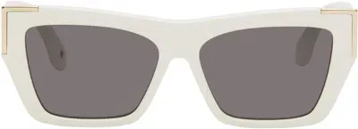 Palm Angels White Hollywood Sunglasses In Gray