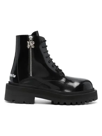 Palm Angels Women's Leather Combat Boots In Black