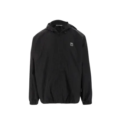 Palm Angels Zip-up Windbreaker In Black