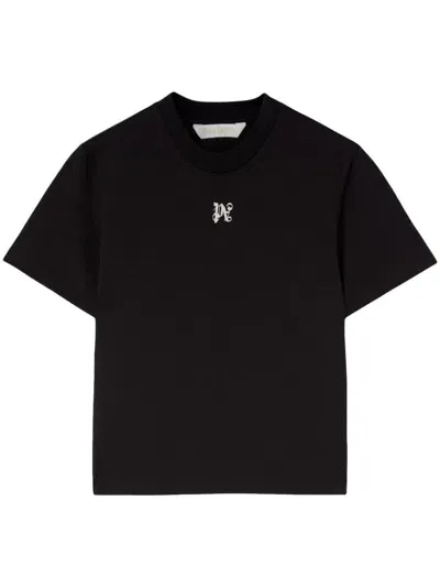 Palm Angels T-shirt Con Monogramma Pa In Black