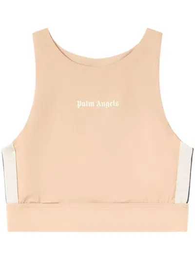 Palm Angels Logo-print Track Training Top In Neutrals