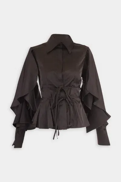 Palmer Harding Lacerated Shirt In Black Satin