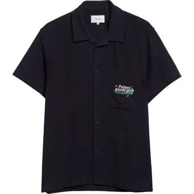 Palmes Kasino Hills Challenger Cotton Camp Shirt In Navy