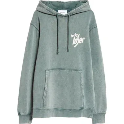 Palmes Lucky Embroidered Cotton French Terry Hoodie In Dark Green