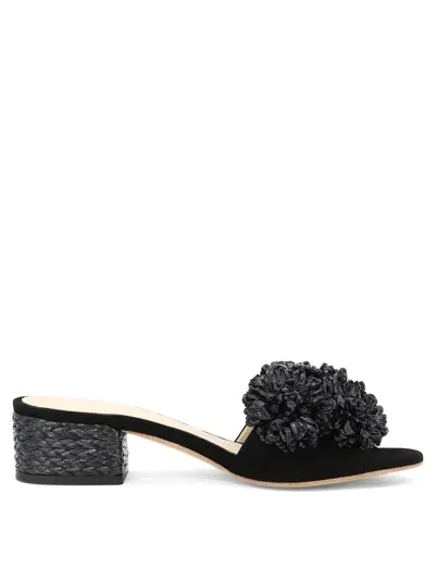 Paloma Barceló 40mm Floral-appliqué Mules In Black