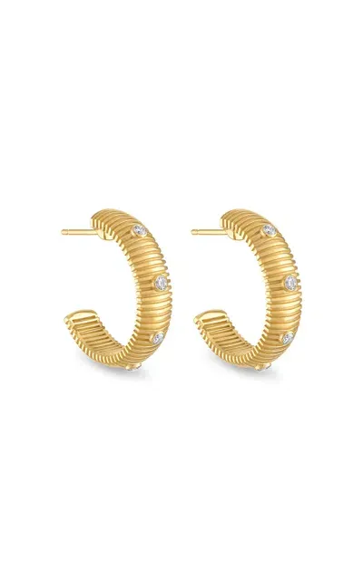 Pamela Zamore Clio Large 18k Yellow Gold Diamond Hoop Earrings