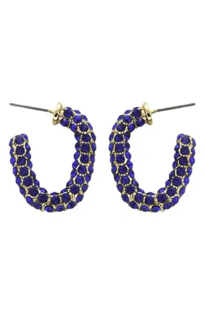 Panacea Crystal Hoop Earrings In Blue