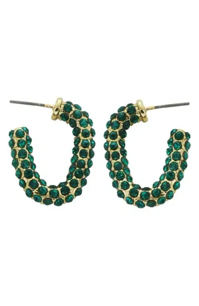 Panacea Crystal Hoop Earrings In Green