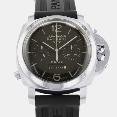 Pre-owned Panerai Black Stainless Steel Luminor Manual Winding Men's Wristwatch 44 Mm