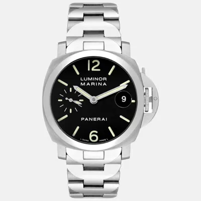 Pre-owned Panerai Black Stainless Steel Luminor Marina Automatic Men's Wristwatch 40 Mm