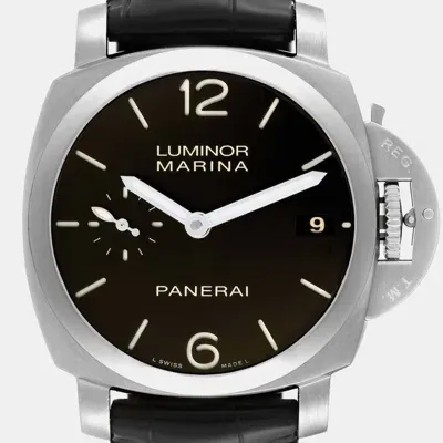 Pre-owned Panerai Black Stainless Steel Luminor Marina Pam00392 Automatic Men's Wristwatch 42 Mm