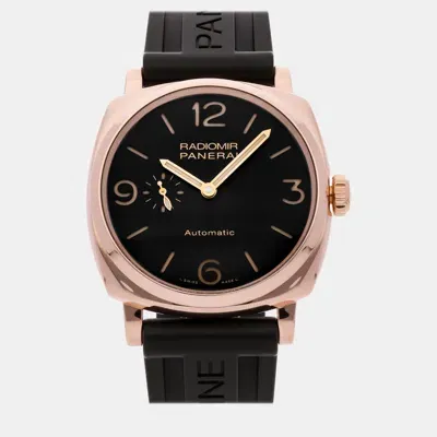 Pre-owned Panerai Brown 18k Rose Gold Radiomir Pam00573 Automatic Men's Wristwatch 45 Mm