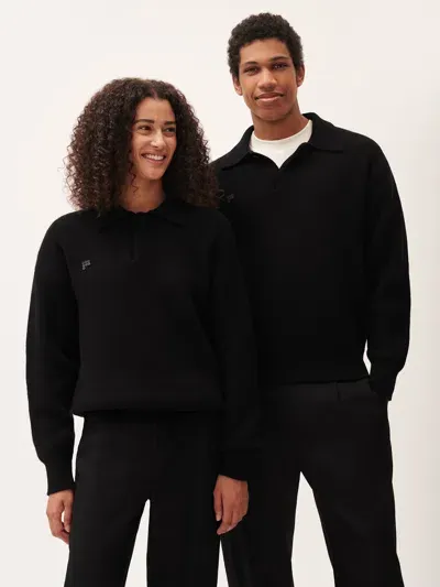 Pangaia Dna Recycled Cashmere Polo Sweater In Black