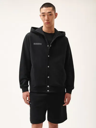 Pangaia Mens 365 Midweight Snap Button Soft Organic Cotton Hoodie In Twilight Black