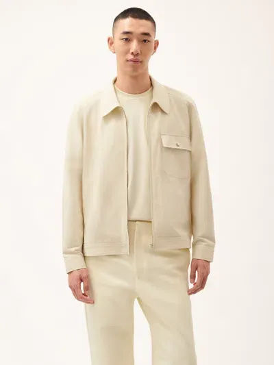 Pangaia Mens Dna Cotton Linen Harrington Jacket In Travertine Beige