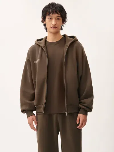 Pangaia Mens Dna Heavyweight Zipped Soft Organic Cotton Hoodie In Brown