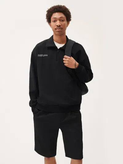 Pangaia Mens Double Jersey Half Zip Sweatshirt In Black