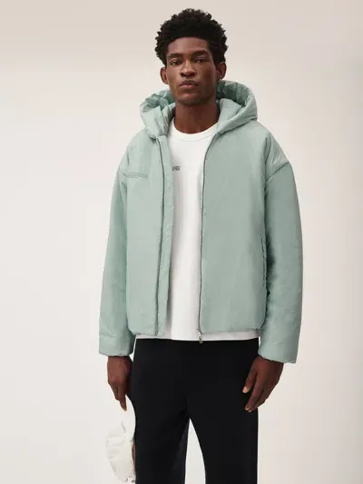 Pangaia Mens Flower-warmth Padded Bomber Jacket In Eucalyptus Blue