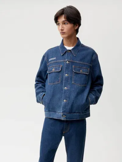 Pangaia Mens Nettle Denim Jacket In Mid Wash