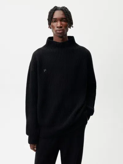 Pangaia Mens Recycled Cashmere Funnel-neck Sweater In Black