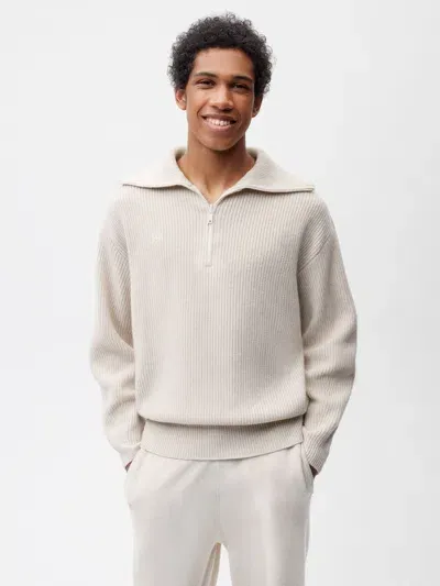 Pangaia Mens Recycled Cashmere Half Zip Sweater In Oatmeal