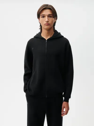 Pangaia Mens Recycled Cashmere Zipped Soft Organic Cotton Hoodie In Black