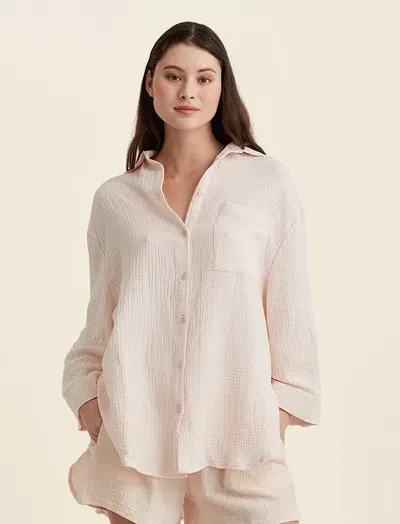 Papinelle Ashley Textured Cotton Oversized Shirt In Shell