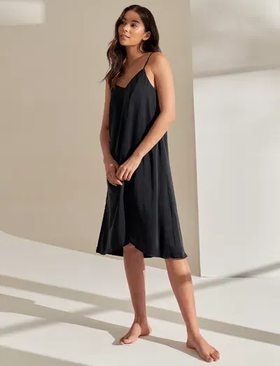 Papinelle Audrey Mulberry Silk Slip Nightgown In Black