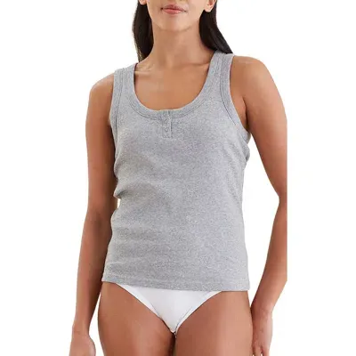 Papinelle Milla Henley Rib Knit Tank Top In Grey