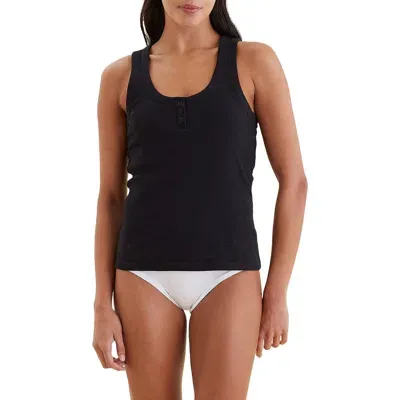 Papinelle Milla Rib Shelf Bra Henley Tank In Black