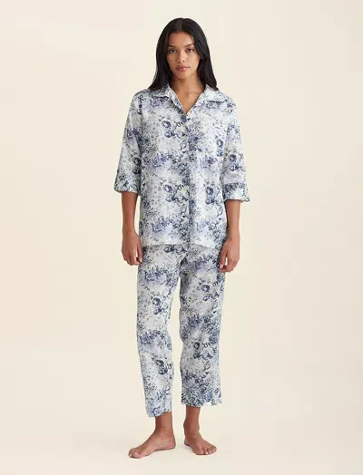 Papinelle Toile De Jouy Crop Pj Set In French Blue