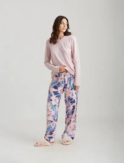 Papinelle Willow Cosy Pant And Organic Cotton Ls Top In Pink