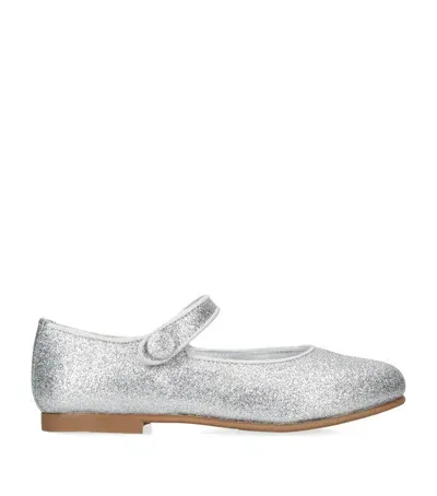 Papouelli Kids' Glitter Mary Janes In Silver