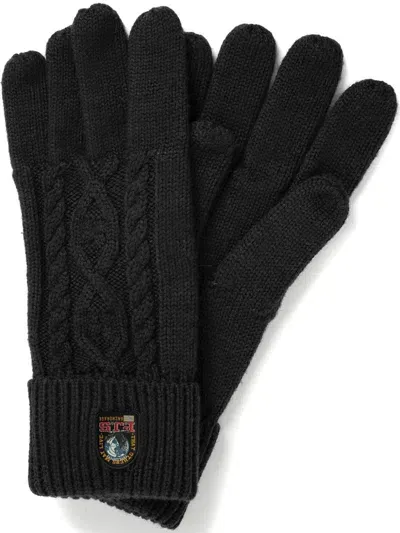 Parajumpers Cable-knit Wool Gloves In Black