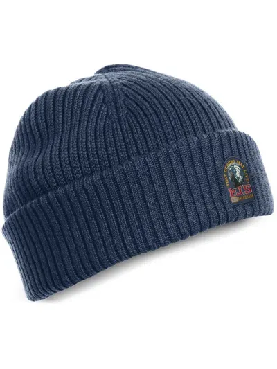 Parajumpers Logo-patch Beanie Hat In Blue