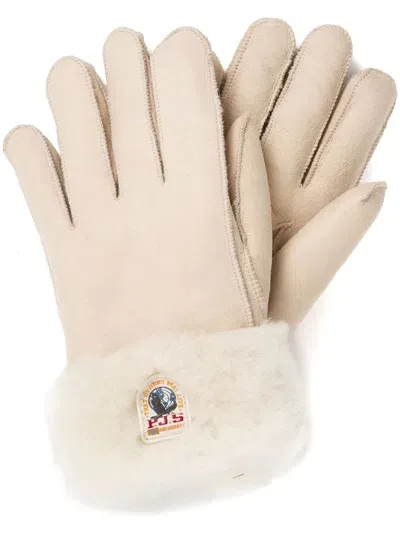 Parajumpers Logo-patch Shearling Gloves In Neutrals