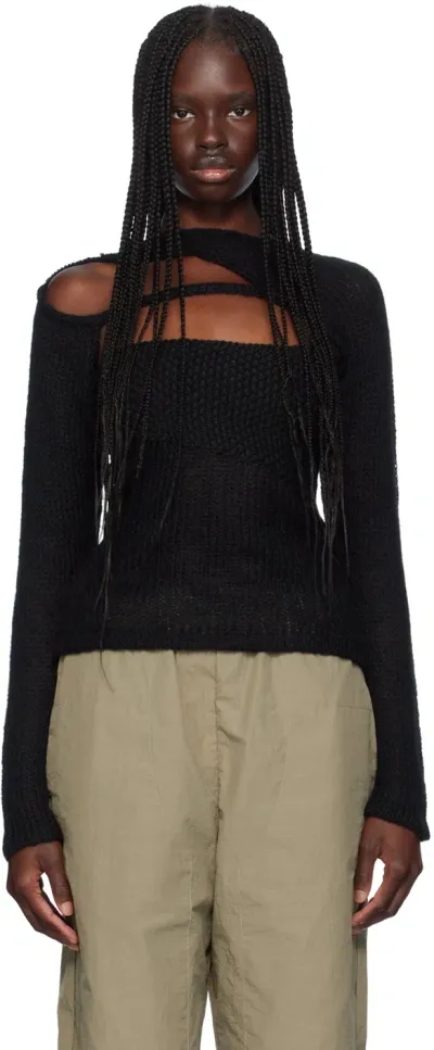 Paris Georgia Black Mixed Stitch Sweater