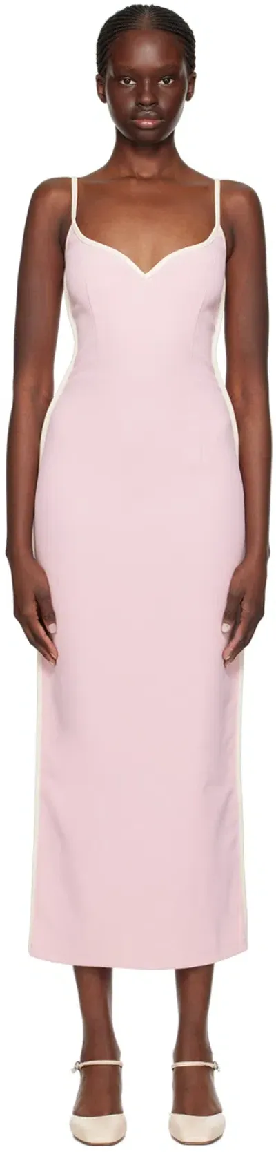 Paris Georgia Ssense Exclusive Pink Heart Midi Dress In Pink W Cream