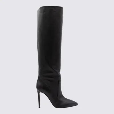 Paris Texas Black Leather Boots In Schwarz