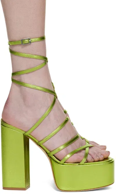 Paris Texas Green Evita Platform Sandals In Acid