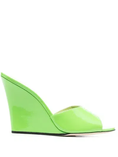 Paris Texas Wanda Wedge Mules In Green