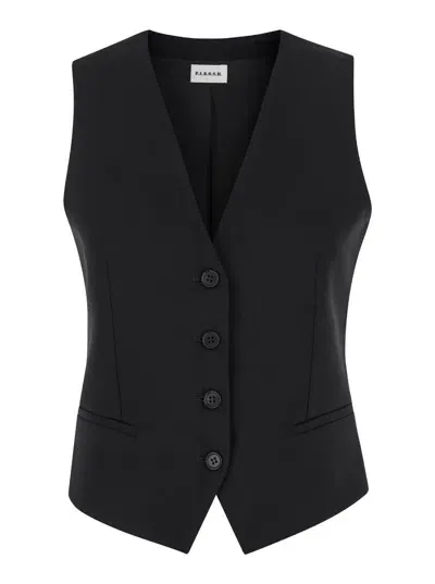 P.a.r.o.s.h Black Vest With Button Closure In Fabric Woman