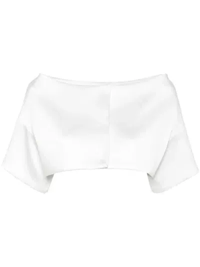 P.a.r.o.s.h Drop-shoulder Cropped Jacket In Panna