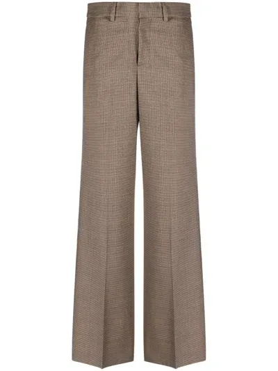 P.a.r.o.s.h Houndstooth High-waist Tailored Trousers In Brown