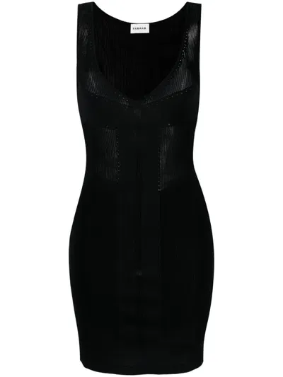 P.a.r.o.s.h Pointelle-knit Semi-sheer Dress In Schwarz