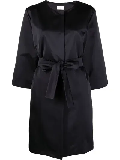 P.a.r.o.s.h Satin-finish Belted Coat Dress In Blau