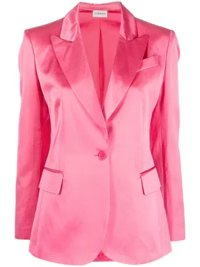 P.a.r.o.s.h Satin-finish Single-breasted Blazer In Pink