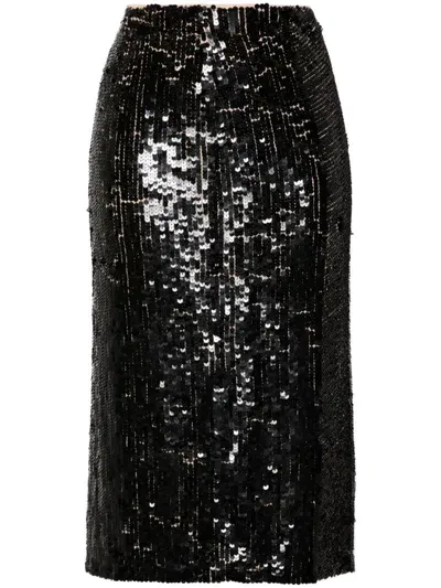 P.a.r.o.s.h Sequined Midi Skirt In Black