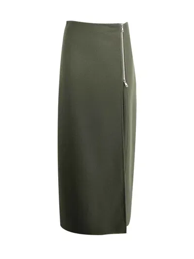 P.a.r.o.s.h Zip-up Straight Wool Skirt In Camouflage