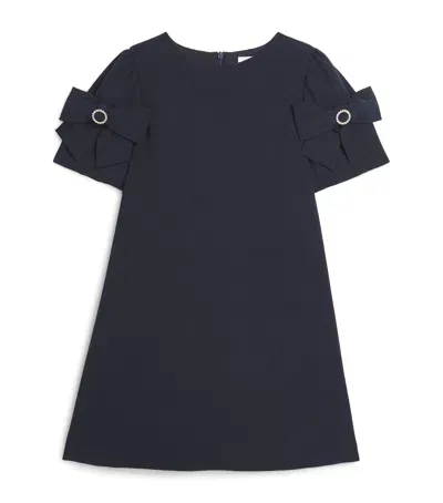 Patachou Kids' Bow-sleeve Dress In Blue